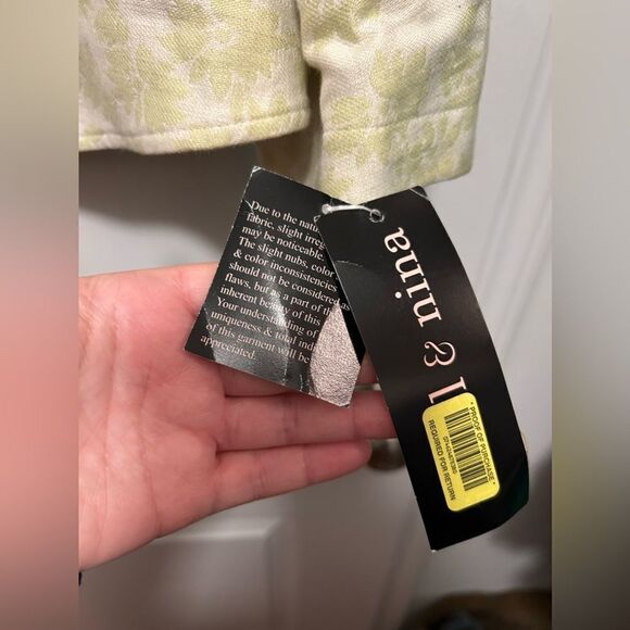 Isabel & Nina lime Green & Ivory Brocade Jacket floral blazer Womens 14 preppy - Picture 15 of 16